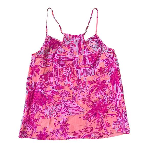 Lilly Pulitzer Dusk Racerback Cami Tank Cheek Melon Rule Breakers 100% Silk XS - Picture 4 of 6